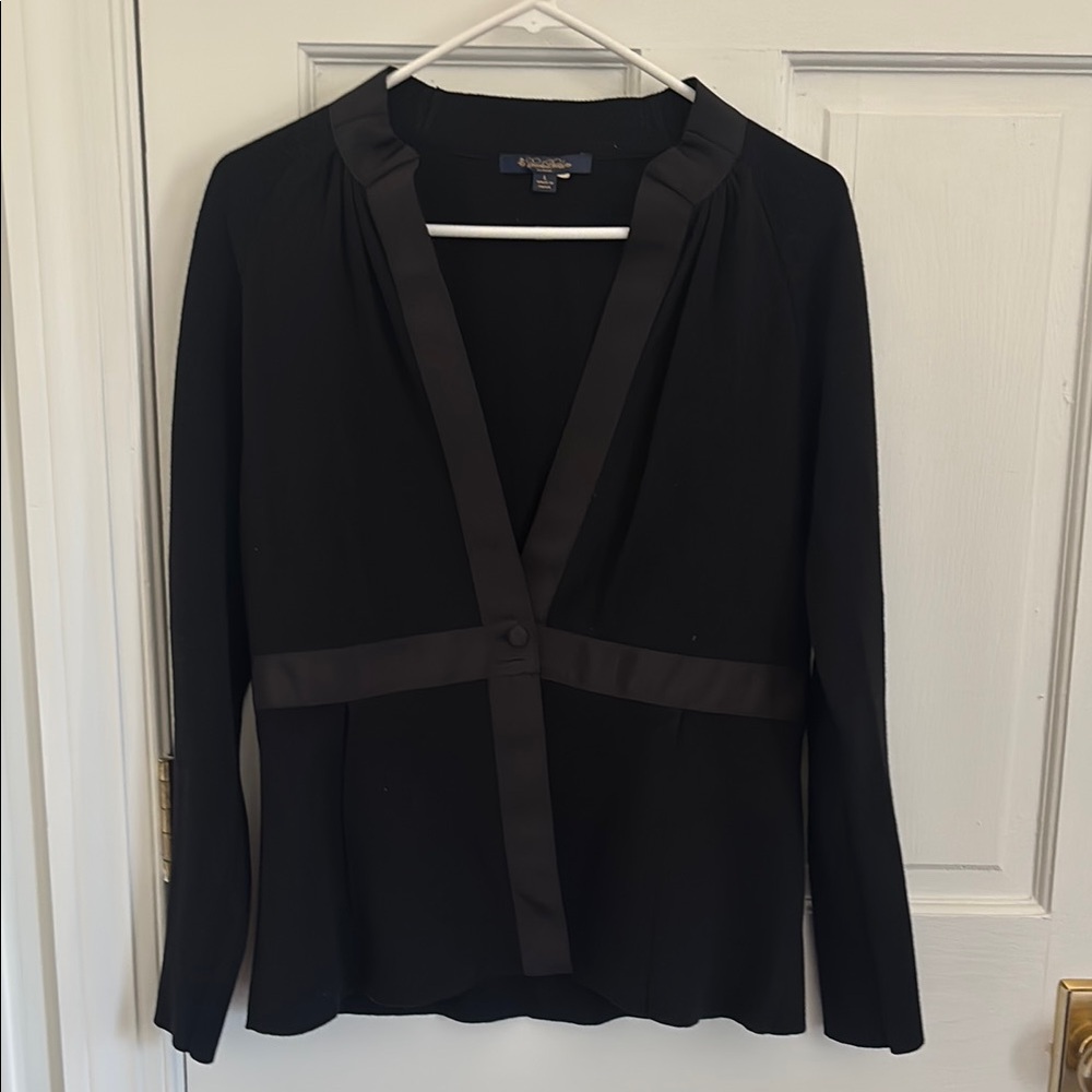Black Brooks Brothers peplum sweater, size L